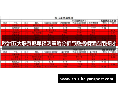 欧洲五大联赛冠军预测策略分析与数据模型应用探讨 欧洲五大联赛冠军预测策略分析与数据模型应用探讨
