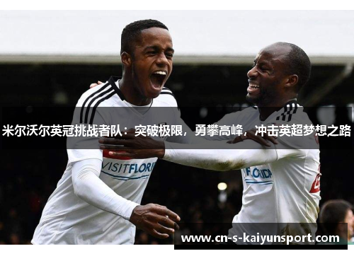 米尔沃尔英冠挑战者队：突破极限，勇攀高峰，冲击英超梦想之路